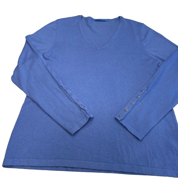 J. McLaughlin Marnie Women’s Sweater Blue V-Neck Long Sleeves Sz XL - Picture 3 of 13